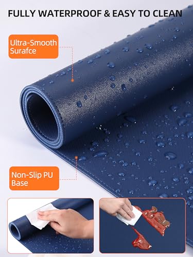 TopMade Mouse Pad with 15W Wireless Charging, XXL Large Leather Desk Mat, Waterproof Gaming Mousepad Home Office Desk Pad Protector, Computer Keyboard Pad, Mouse Mat for MacBook, PC, Laptop, Blue - color: Blue
