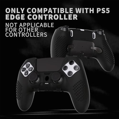 PlayVital 3D Studded Edition Anti-Slip Silicone Cover Case for ps5 Edge Controller, Soft Rubber Protector Skin for ps5 Edge Wireless Controller with 6 Thumb Grip Caps - Black - color: Black