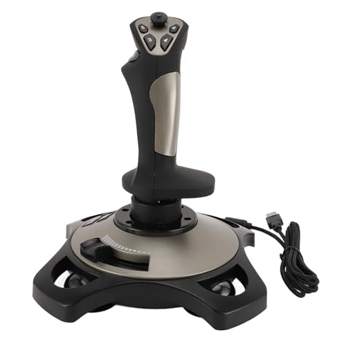 Wired PC Flight Joystick, Vibration Flight Stick for Flight Simulator, Throttle Control Joystick for Computer, Laptop
