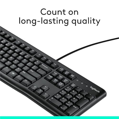 Logitech K120 Full Size Wired Keyboard USB Plug-and-Play Windows - Black