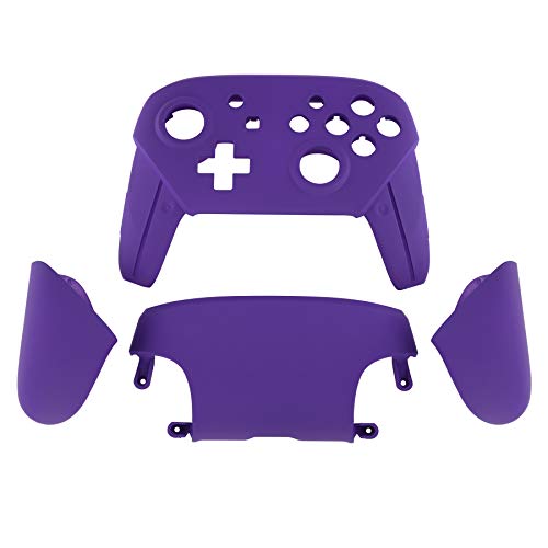 eXtremeRate Purple Faceplate Backplate Handles for Nintendo Switch Pro Controller, Soft Touch DIY Replacement Grip Housing Shell Cover for Nintendo Switch Pro - Controller NOT Included - color: Purple