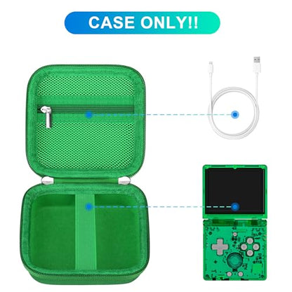 BOVKE Carrying Case Compatible with Anbernic RG35XXSP / RG34XX SP Handheld Game Console, Clamshell Retro Games Consoles Flip Hand-held System Holder with Mesh Pocket for Cables and Accessories, Green - style: Green Case