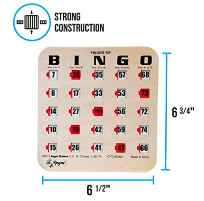 Regal Bingo Bulk Bingo Cards with Sliding Windows - Reusable Large Print Bingo Game Cards for Adults Large Group - 25 Pack, Woodgrain - color: Woodgrain, size: 25 Cards