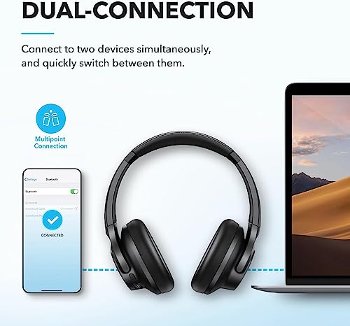 Soundcore by Anker Q20i Hybrid Active Noise Cancelling Headphones, Black | Over-Ear, Bluetooth, 40H ANC Playtime, Hi-Res, Big Bass, Transparency Mode, Customize via App, Travel, Home, Office - color: Black