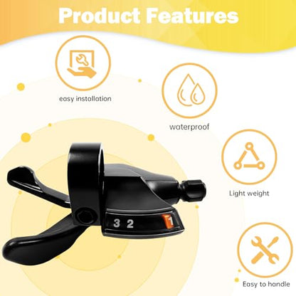 3 Speed Shifter SL-M315-3L Bike Shifter Left Thumb Gear Shifter | 3 Speed Shifter for Moutain Commuter Touring Road Bike,with Visual Window,Skip 3 Gears in a Row,Durable,Low Resistance