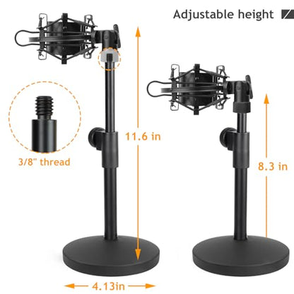 Desk AT2020 Stand, Adjustable Metal Table Mic Stand with Shock Mount for Audio Technica AT2020 AT2020USB+ AT2035 ATR2500x Condenser Studio Microphone by Frgyee - color: Mic Table Stand