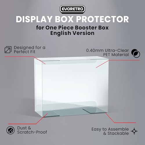 Acrylic Display Case Compatible with One Piece TCG Booster Box + 5 Clear PET Protector Cases Bundle