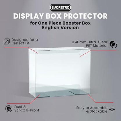 Acrylic Display Case Compatible with One Piece TCG Booster Box + 5 Clear PET Protector Cases Bundle