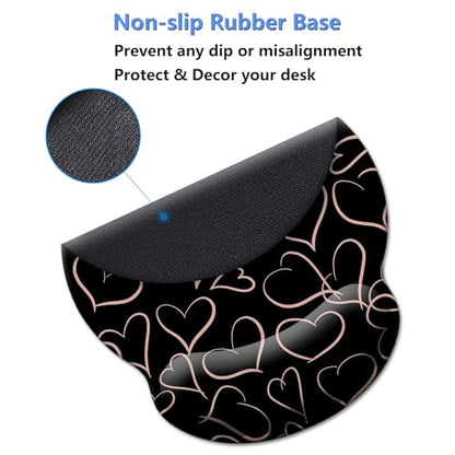 Gaming Mouse Pad Wrist Support,Ergonomic Mouse Pad with Wrist Rest,Comfortable Mousepad with Smooth Wrist Rest,Pain Relief Mouse Pads for Non-Slip Base,Computer,Laptop,Office，Home（Love） - color: Love