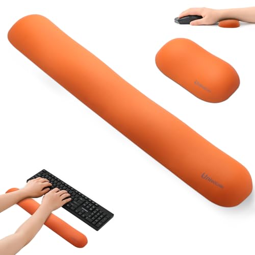 UnivoColors Design-Wave Set of Wrist Rest,Artificial Sheepskin+Memory Foam+Ergonomic+Anti-Slip Gel, Resilience Support During Work and Gaming,Keyboard Accessory,Tangerine - color: Kw_tangerine, style: Keyboard Wrist Rest & Wrist Rest Suit