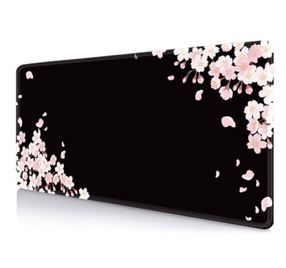 IMAYONDIA Ethereal Sakura Nightfall Desk Pad (35.4x15.7 in), Cherry Blossom Large Gaming Mouse Pad Mousepad, Serene Blossoms on Black Elegant Floral Art Desk Mats, Japanese Floral Computer Accessory - color: Cherry Blossom Black