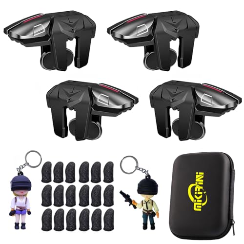 Mikirini 25 in 1 Mobile Phone Game Controller for PUBG/Fornite/Call of Duty | L2R2 gaming trigger, compatible with iPhones & Android Cell Phones, free fire, 6 fingers operation, max thickness 13mm - color: Combo