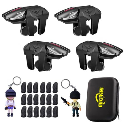 Mikirini 25 in 1 Mobile Phone Game Controller for PUBG/Fornite/Call of Duty | L2R2 gaming trigger, compatible with iPhones & Android Cell Phones, free fire, 6 fingers operation, max thickness 13mm - color: Combo