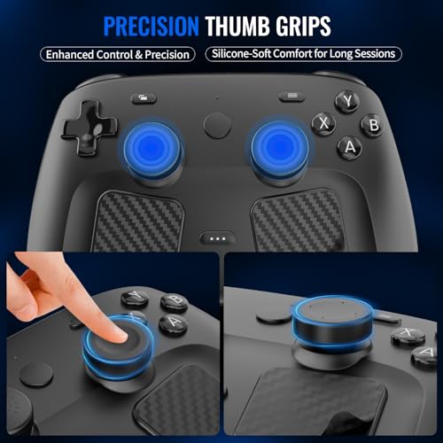 EJGAME Accessory Kit for Steam Controller 2026,Touchpad Protector,Thumb Grip Caps,Silicone Back Button Enhancement Set