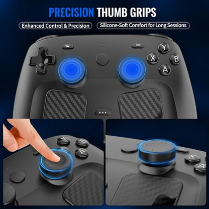 EJGAME Accessory Kit for Steam Controller 2026,Touchpad Protector,Thumb Grip Caps,Silicone Back Button Enhancement Set
