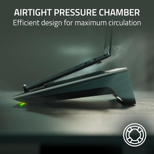 Razer Laptop Cooling Pad Adaptive Smart, Intelligent Fan Control | Airtight Pressure Chamber, Fits Most Laptops & Macbooks 14" to 18", Preset & Custom Fan Curves, 3 Port USB Type A, Chroma RGB