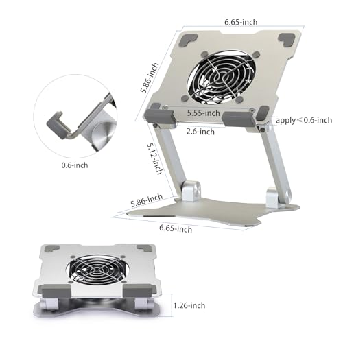 Surface Pro Stand, iPad Cooler,Aluminum Cooling Pad,Sturdy Tablet Stand Holder with Quiet Fan for Microsoft Surface Tablets,iPad Series,Samsung Galaxy Tabs-Up to 15-in Tablets - color: Silver