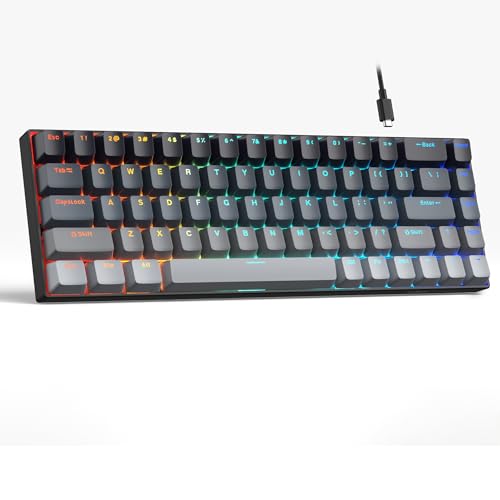 MageGee Portable 60% Mechanical Gaming Keyboard, RGB Backlit Compact 68 Keys Mini Wired Office Keyboard with Red Switches for Laptop PC Mac - Gradient Black - color: Gradient Black/Red Switch