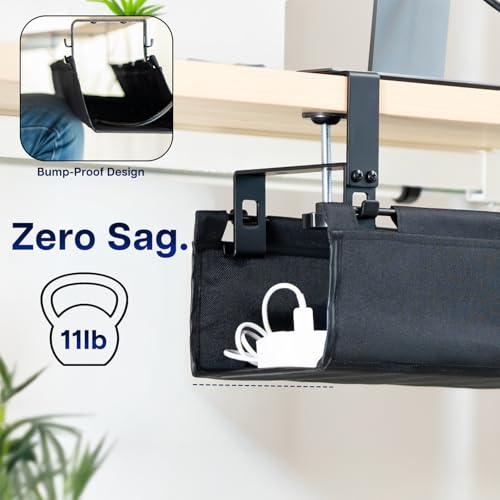 VIVO Clamp-on Under Desk 47 inch Fabric Cable Management Tray, Wire Concealer, Power Strip Storage, Workspace Organization, Easy Fold Down Access, Black, DESK-AC47F-C - size: 47"