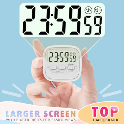 AyayaBoss 2-Pack Magnetic Kitchen Timers for Cooking, Digital Stop Watch Countdown Timer for Kids, Teachers, Classroom, Office, Exercise - Battery Included - color: Digital Timer 2 Pack - White