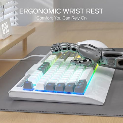 Redragon K525 RGB Backlit 104 Keys Wired Membrane Gaming Keyboard w/ 5 Multimedia Keys & 4 Extra On-Board Macro Keys, Dedicated Media Control, Ergonomic Wrist Rest, Linear Mechanical-Feel Switch - color: White, size: 104 Keys Lite