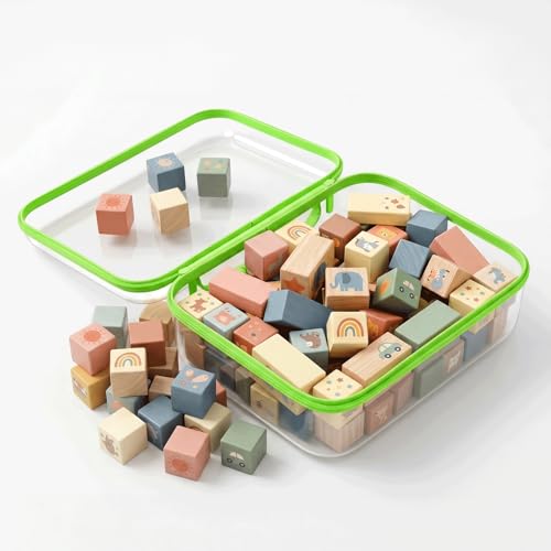 Clear Hard Shell Organizer Cases, 3 Pack with Handle | Durable PET shell with water-resistant, scratch-resistant surface for travel, toiletries, electronics and toys - color: Green