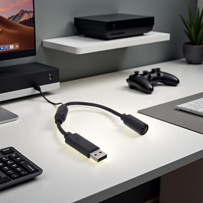 Black USB Breakaway PC Extension Cable Cord Converter Adapter for Xbox 360 Wired Controller Gamepad, Accessories Cables and Adapters
