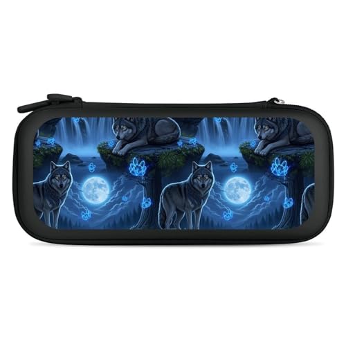 PPIKTC Carrying Case Protector Bag Compatible with Nintendo Switch, Hard Shell Game Console Organizer, Full Moon Wolf - color: Design (330)