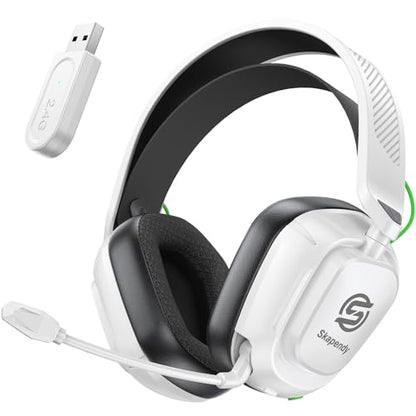 2.4GHz Wireless Gaming Headset for PS5, PS4, Switch, Mac, PC, Ultra-Low Latency, 50+ Hr Battery, Stereo Sound Gaming Headphones with Noise-Canceling Mic, Bright Black White - color: White