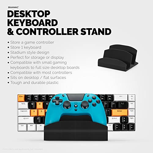 BRAINWAVZ Desktop Keyboard & Game Controller Holder Stand, Suitable for Small & Large Keyboards and Controllers for PS5, Xbox Series X, Xbox One, PS4, Switch, PC, Gamepads & More (DK04) - color: DK04