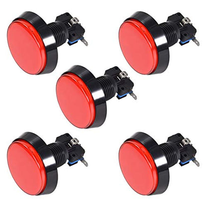 uxcell Game Push Button 60mm Round 12V LED Illuminated Push Button Switch with Micro Switch for Arcade Video Games Red 5pcs - color: Red