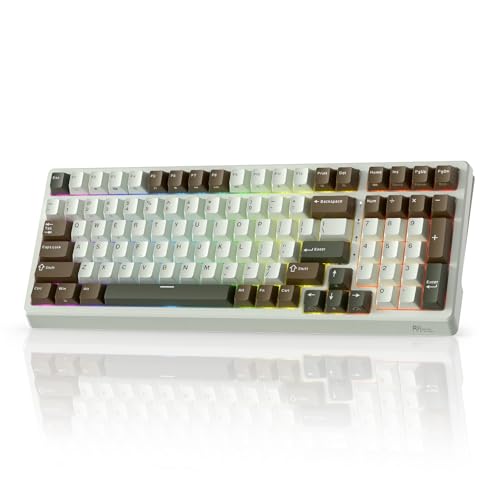 RK ROYAL KLUDGE F99 Wireless Mechanical Keyboard with Numper Pad, Tri-Mode Hot Swappable 95%100 Keys Gaming Keyboard BT/2.4G/USB-C, RGB Backlit Gaming Keyboard for PC/Tablet/Xbox/PS4/PS5 - color: Palm Green, size: Tactile Beige Switch