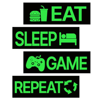 4 Pcs Glow in The Dark Neon Game Wall Stickers, Boys Gamer Room Wall Decals, Waterproof Vinyl Video Game Console Room Decor, Kids Bedroom PlayRoom Nursery Party (Green) - color: Luminescent-044wscp-green