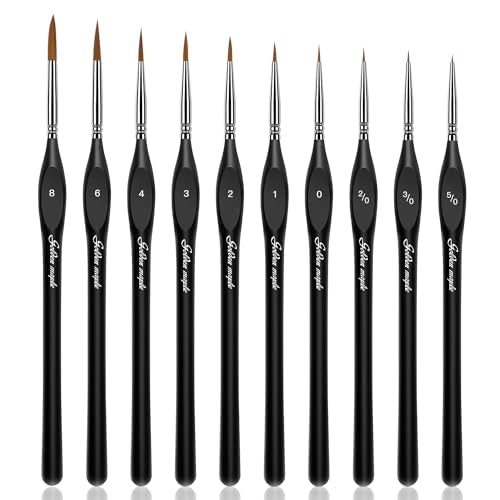 Golden Maple Detail Paint Brushes Set 10pcs Miniature Brushes for Fine Detailing & Art Painting - Acrylic, Watercolor, Oil, Models - style: 10BK