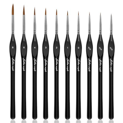 Golden Maple Detail Paint Brushes Set 10pcs Miniature Brushes for Fine Detailing & Art Painting - Acrylic, Watercolor, Oil, Models - style: 10BK