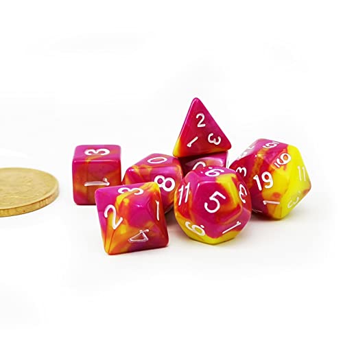Bescon Mini Two Tone Polyhedral RPG Dice Set Candy Fable, 10MM Small Dice Set D4-D20 - color: Candy Fable