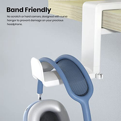 EURPMASK PC Gaming Headset Stand - Adjustable Clamp-on Headphone Holder, 360 Degree Swivel & Cable Clip Organizer - White - color: White