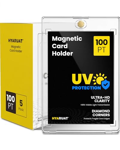 100PT Magnetic Card Holders for Trading Cards, 5 Pack Clear White | UV Protection Magnetic Card Cases for Thick Sports Cards, TCG Cards, Patch, Jersey, Relic, Memorabilia and Autograph Cards - size: 2.52 x 3.54 in 100PT Magnetic Card Holders