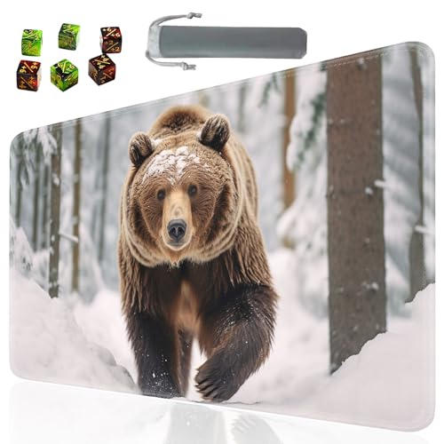 Board Game for TCG Playmat Table Mats Games Size 60X35 cm Mousepad Compatible for MTG RPG CCG Trading Card Game Play mats with 6 Dice (Playmat 3) Brown Bear - color: SOTW-playmats-1-3