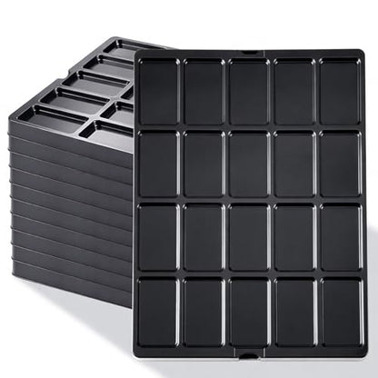 Novabright 10 Pack Game Piece Counter Trays with Clear Lids Game Board Card Sorting Tray Storage Organizer Box Wargames TCG Collection, Each Case Has 20 Compartments