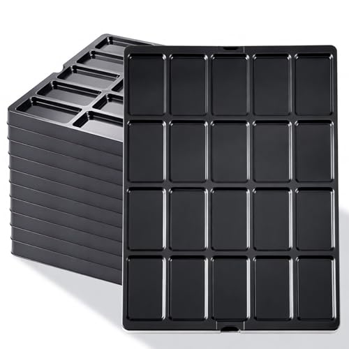Novabright 10 Pack Game Piece Counter Trays with Clear Lids Game Board Card Sorting Tray Storage Organizer Box Wargames TCG Collection, Each Case Has 20 Compartments