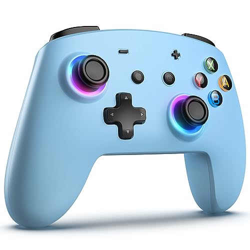 ECHTPower Switch 2 Pro Controller with Hall Effect Joysticks, One-Key Wake-Up for Switch 2, Wireless Controller for Switch 2/Switch/Lite/OLED, Turbo Button, 4 Back Buttons, RGB Lighting, 3.5mm Jack, Dual Vibration, 6-Axis Gyro - color: Blue