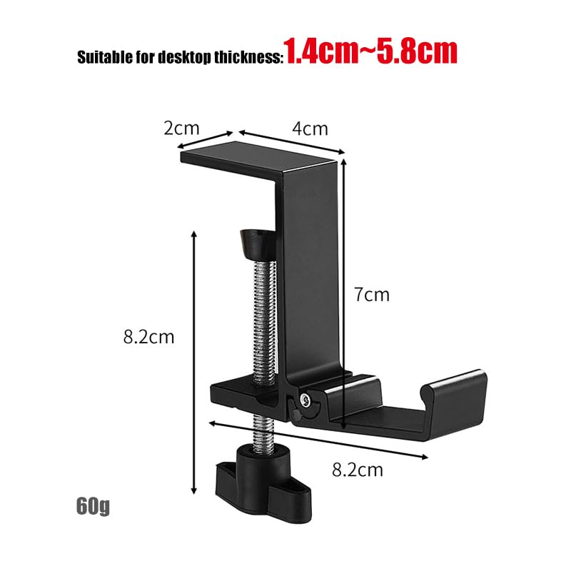 Foldable Under Desk Headphone Hanger, Aluminum Clamp-On Headset Stand, No Drill Anti-Scratch Mount, Heavy Duty 10KG Load Bearing Universal for Gaming Headset, Controller, Cable & Bag Organizer(Black) - color: Black