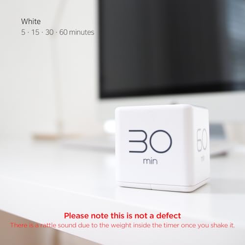 mooas Cube Timer, Flip, Block, Productivity, Time Management (White) | 5/15/30/60 Min Countdown Timer, Battery Operated, 2-Level Alarm Vol, Easy to Use, ADHD, Exercise, Study, Cooking - color: White