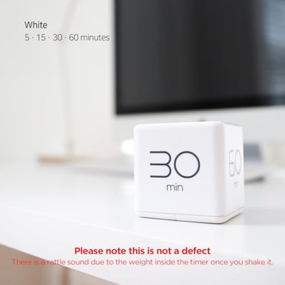 mooas Cube Timer, Flip, Block, Productivity, Time Management (White) | 5/15/30/60 Min Countdown Timer, Battery Operated, 2-Level Alarm Vol, Easy to Use, ADHD, Exercise, Study, Cooking - color: White