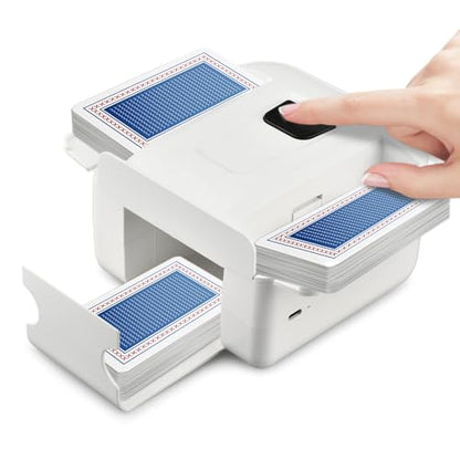 Automatic Card Shuffler, Rechargeable & Portable 1-2 Deck Electric Shuffler for Playing Uno, Phase 10, Blackjack, Casino Poker Games with Card Holder