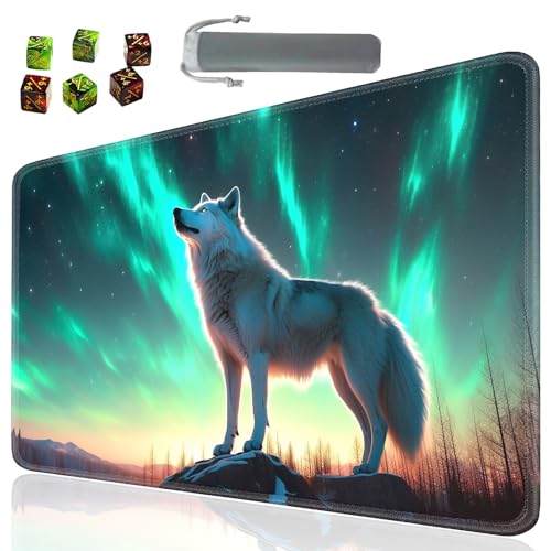 Board Game for TCG Playmat Table Mats Games Size 60X35 cm Mousepad Compatible for MTG RPG CCG Trading Card Game Play mats with 6 Dice (Playmat 107) Wolf 3 - color: Sotw-playmats-1-107