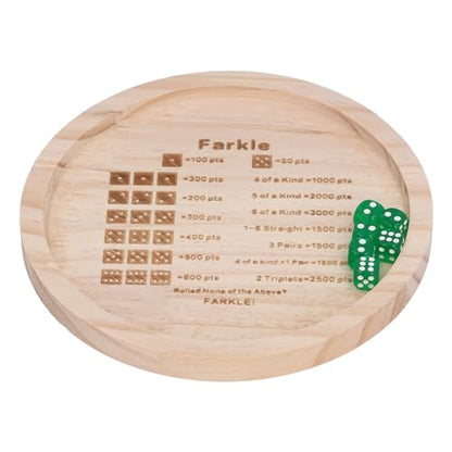 Farkle Dice Tray, Premium Wooden Dice Tray for Classic Family Game Night, Improve Math Skills with 6 & Storage Bag (Round 18cm) - color: Round 18cm