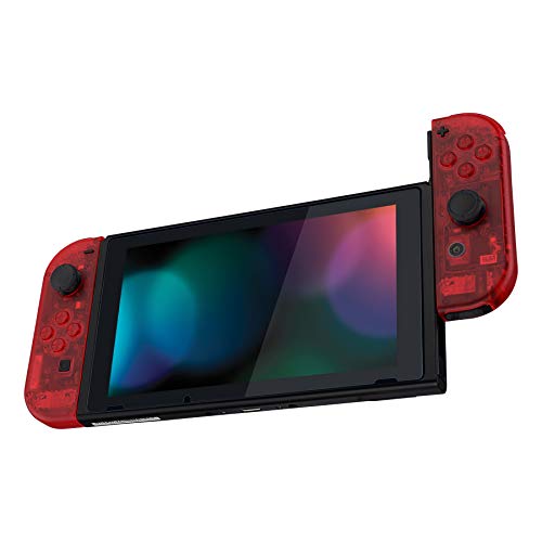 eXtremeRate DIY Replacement Shell Buttons for Nintendo Switch, Back Plate for Switch Console, Housing with Full Set Buttons for Joycon Handheld Controller - Clear Red [No Electronics Parts] - color: Clear Red