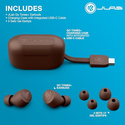 JLab Go Air Pop+ Tones True Wireless Earbuds, in Ear Bluetooth Headphones with Microphone, 35H Playtime, USB-C Charging Case, Dual Connect, EQ3 Sound, 4625 W - color: B-4625 W, style: Tones+